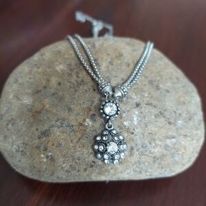 Vintage Cookie Lee Faux Diamond Necklace Silvertone